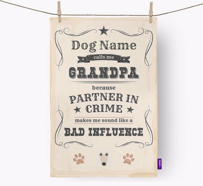 Bad Influence Grandpa: Personalized {breedFullName} Dish Towel